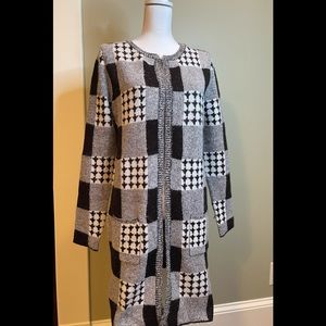 NWT!!! 89th & Madison Black & White Lightweight Sweater Jacket, Sz M